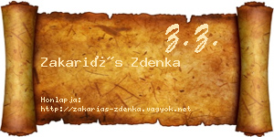 Zakariás Zdenka névjegykártya